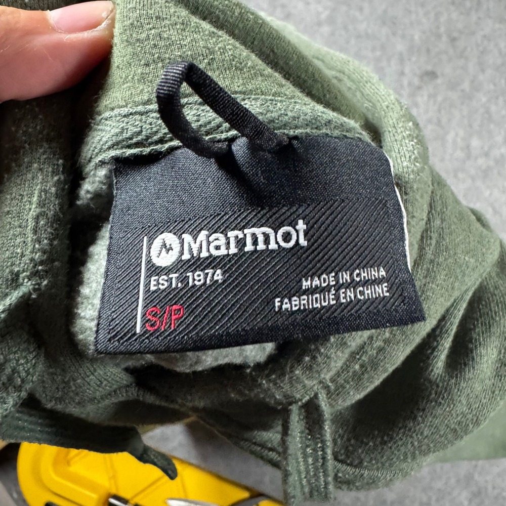 Marmot Hoodie Mens Small Green Marmot Beanie Graphic Fleece Pullover Sweatshirt* - Picture 8 of 14